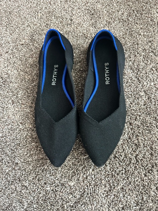 Rothy's Shoes - Rothy's Black Pointed Knit Flats with Blue Accent
